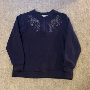 Vintage Shenanigans Floral Buttoned Sweatshirt Womens Large